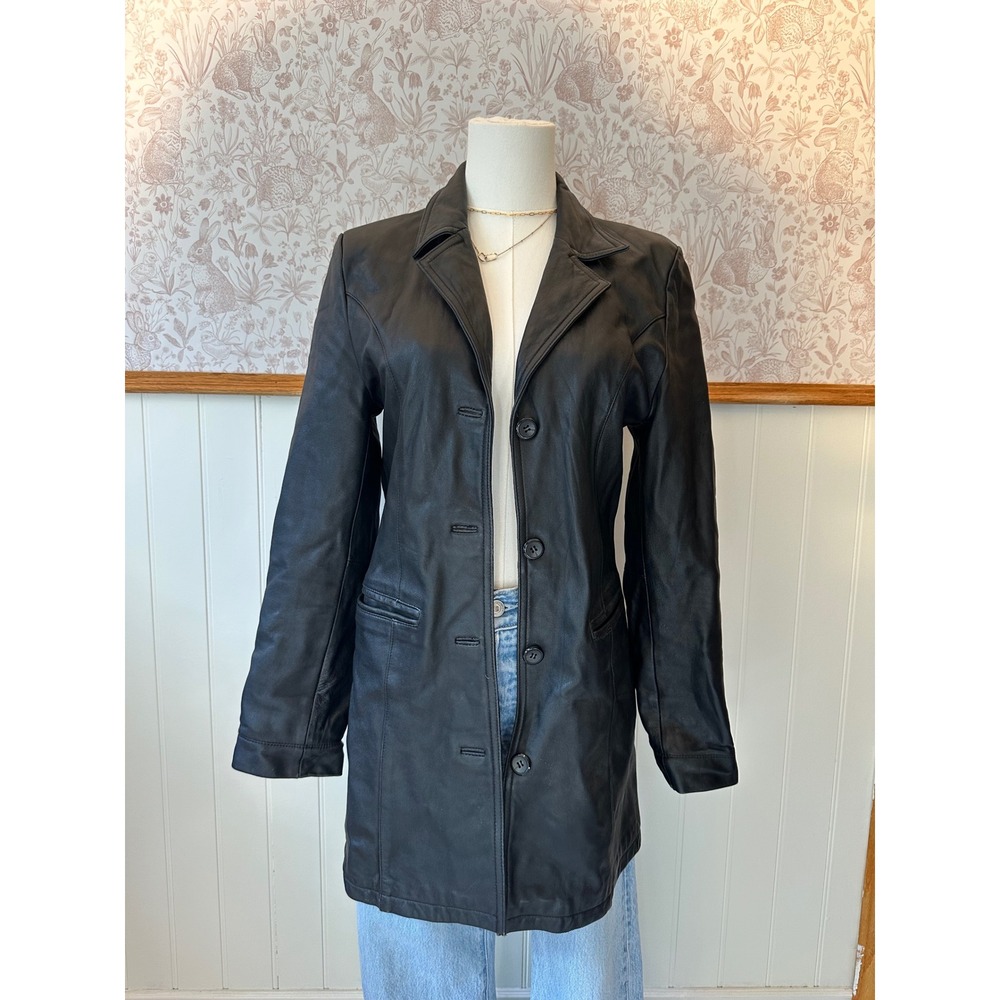 Vintage FM Canada Genuine Leather Long Blazer Jacket – Size M - Picture 2 of 9